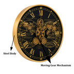Chrono Luxe Luxury Designer Wall Clocks for the Home With Moving Gear Mechanism Buy Wall Clock Online (Steel Body) - Big