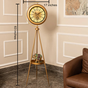 Mystic Motion Tripod Base Luxury Designer Floor Clock With Moving Gear Mechanism Buy Floor Clock Online (With Light and Remote) (Steel Body) - White