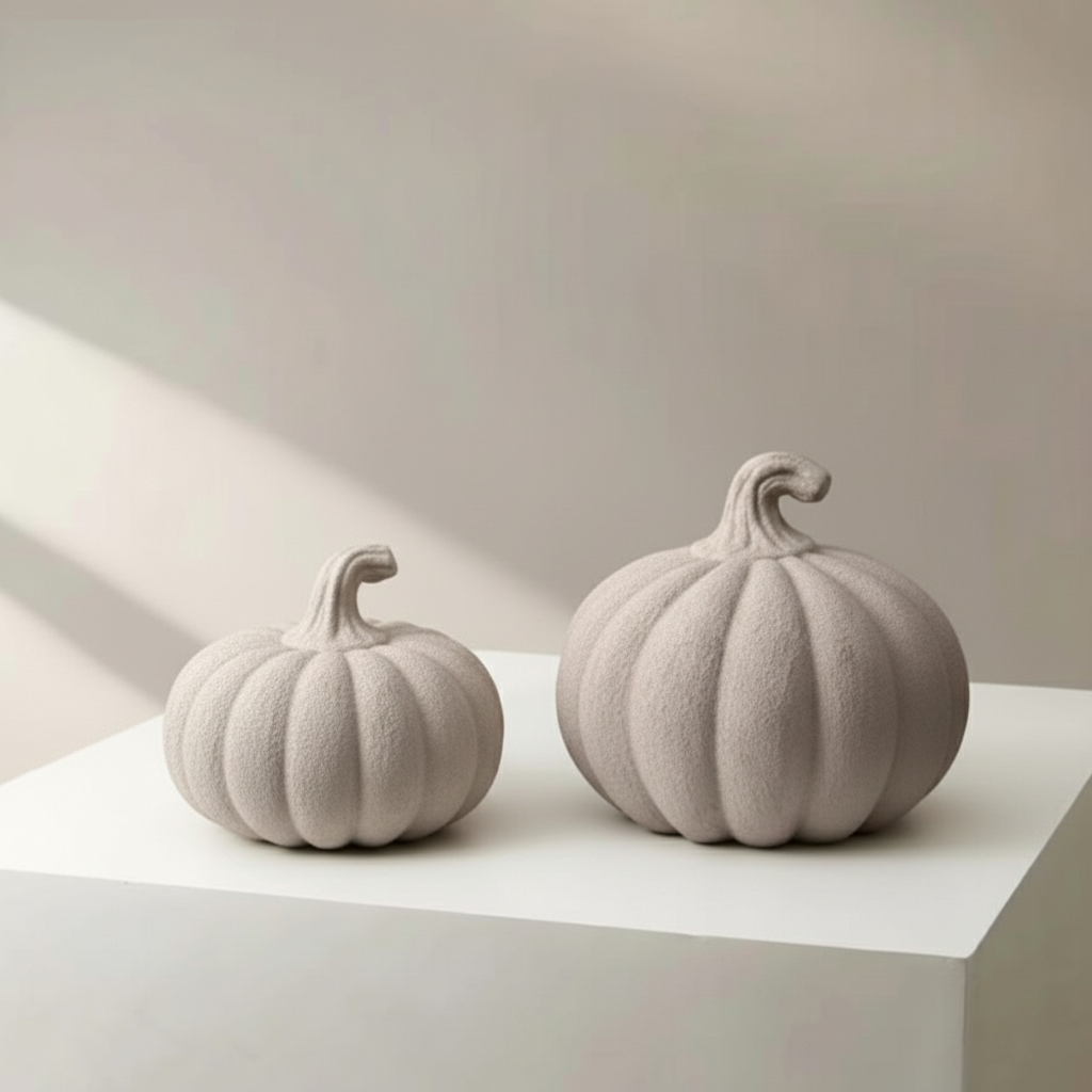Serene Pumpkin Charm Ceramic table Showpiece for Home - Set of 2