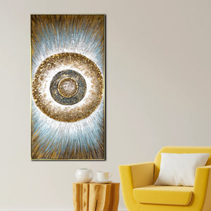Solar Flare Hand Wall Paintings for Home (Comes With an Outer Floater Frame) (28x55 Inches)