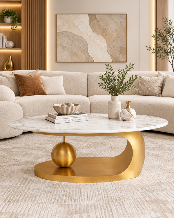 Amara Gold Base Round Accent Table - Gold (Stainless Steel) (N)