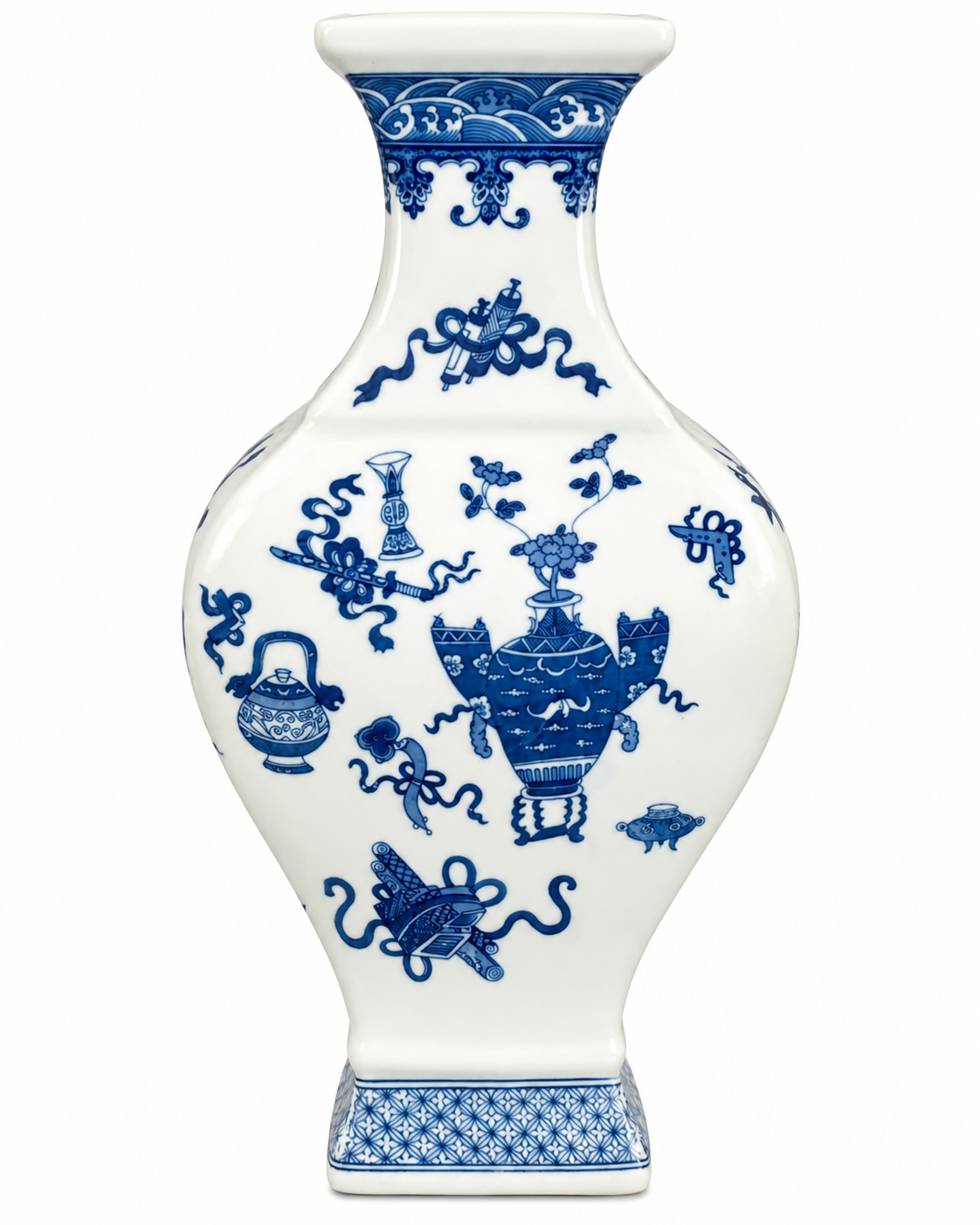 Treasured Symbols Decorative Vase & Showpiece for Home & Item for Home Decoration (Blue Pottery)