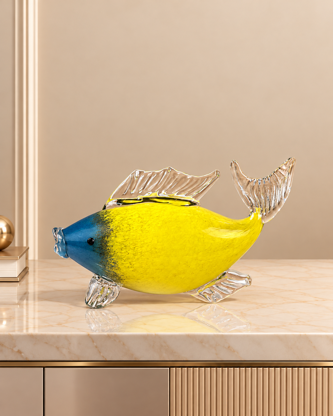 Aqua Marine Handblown Glass Fish & Decorative showpiece