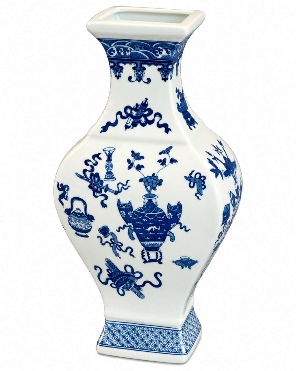 Treasured Symbols Decorative Vase & Showpiece for Home & Item for Home Decoration (Blue Pottery)