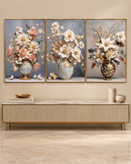 Whispers of Spring Crystal Glass Framed Wall Paintings For Home & Wall Decoration items  - Set Of 3