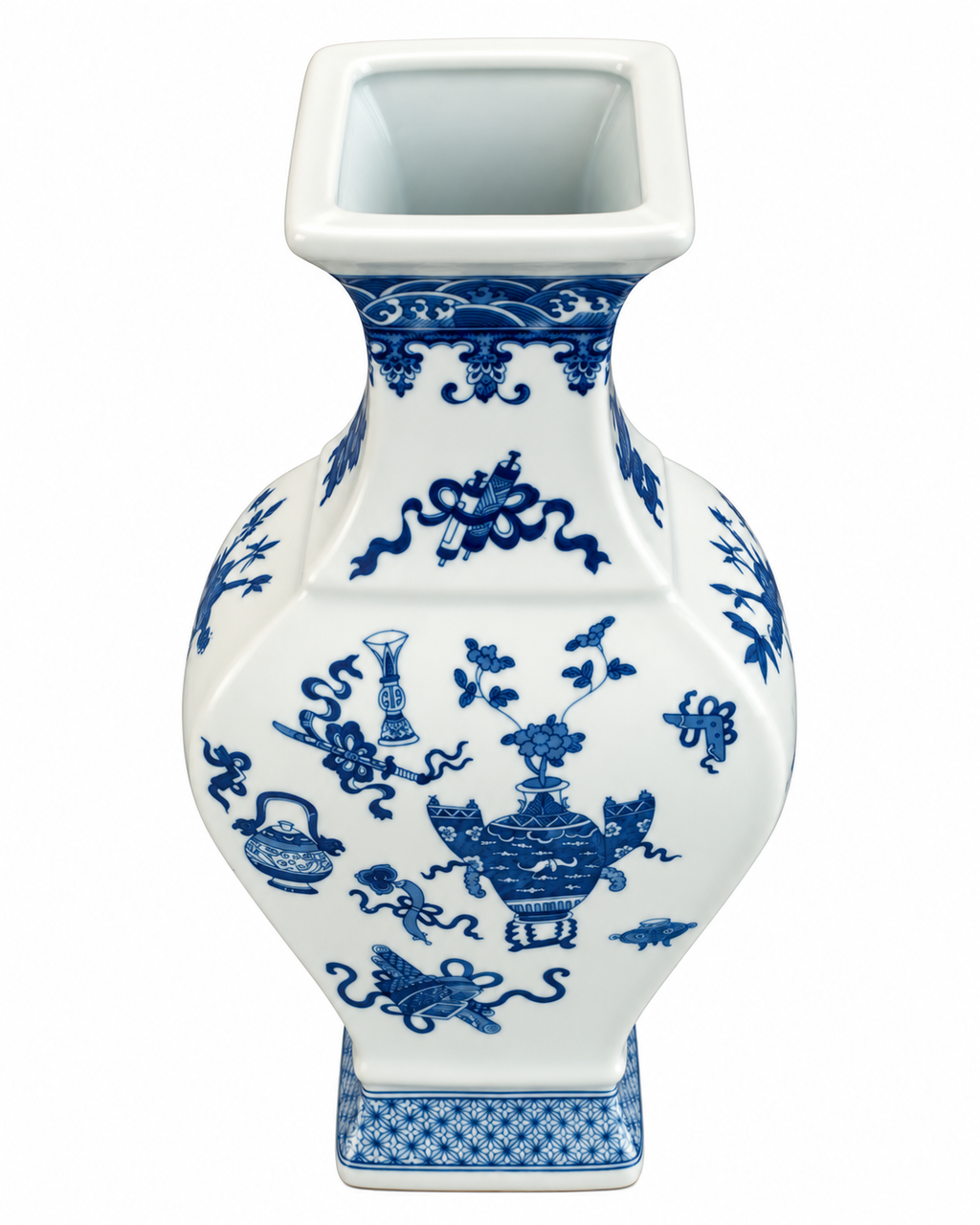 Treasured Symbols Decorative Vase & Showpiece for Home & Item for Home Decoration (Blue Pottery)