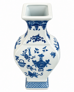 Treasured Symbols Decorative Vase & Showpiece for Home & Item for Home Decoration (Blue Pottery)