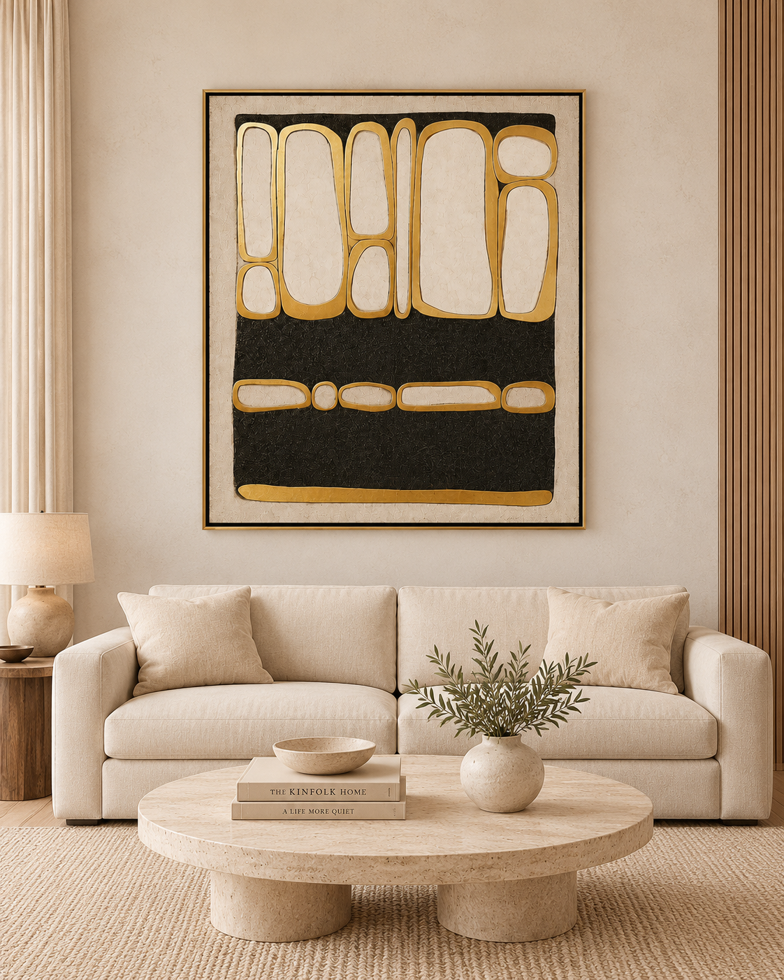 Abstract Gold Symphony Wall Painting For Home ( 47x31.5 Inches )