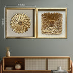 Sunburst Petals & Gilded Garden Escape Shadow Box Wall Decoration Piece - Set of 2