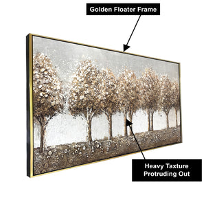 Twilight Forest Hand Wall Painting and Item for Wall Decoration (Comes With an Outer Floater Frame) (28x55 Inches)