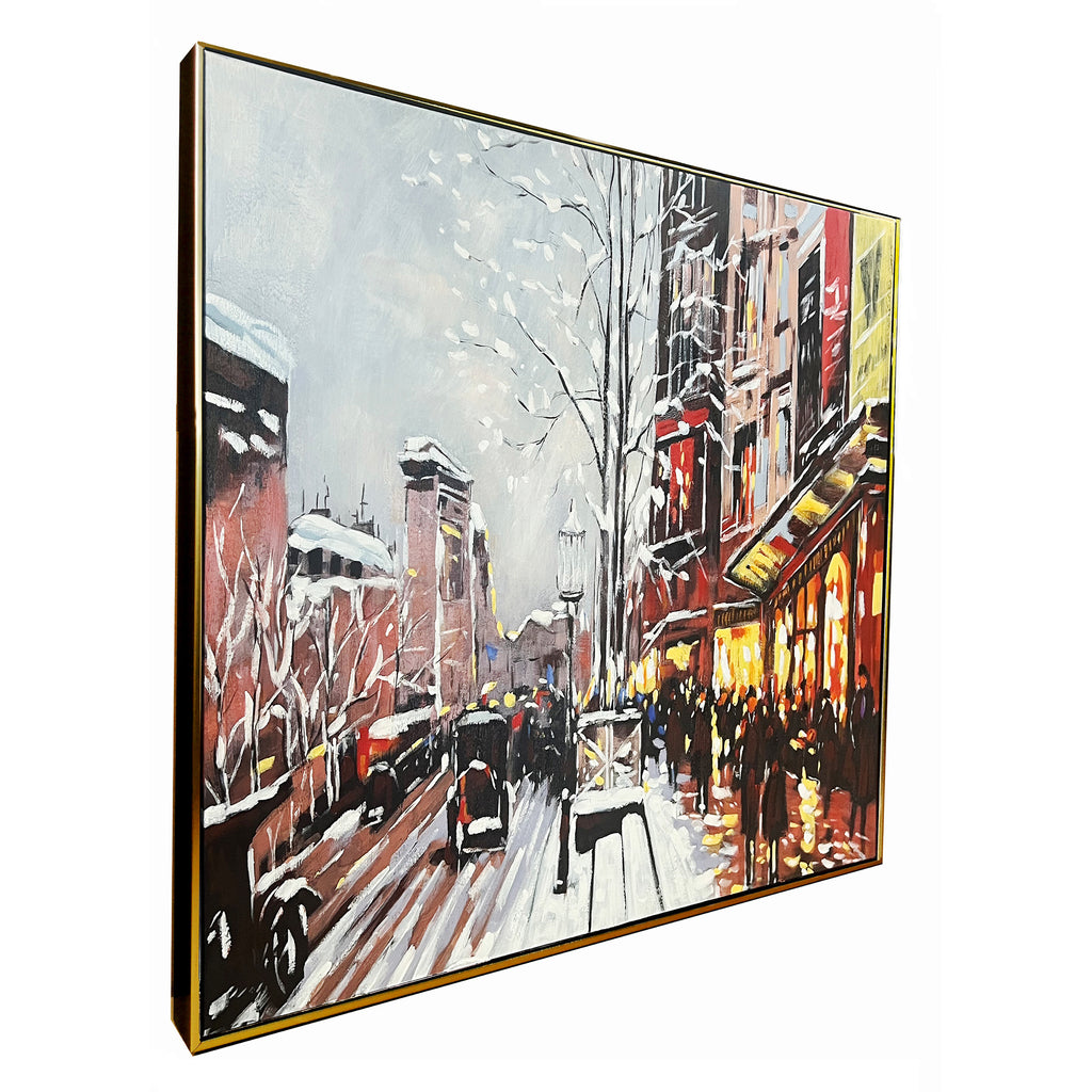 An English Evening Hand painted Wall Art (With Outer Floater Frame) (47x36 Inches)