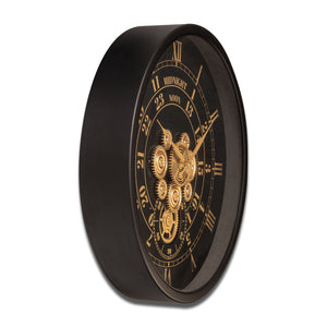 Mystic Motion Luxury Designer Watches Wall Clock For Living Room With Moving Gear Mechanism Buy Wall Clock Online - Medium (Black) (Steel Body)