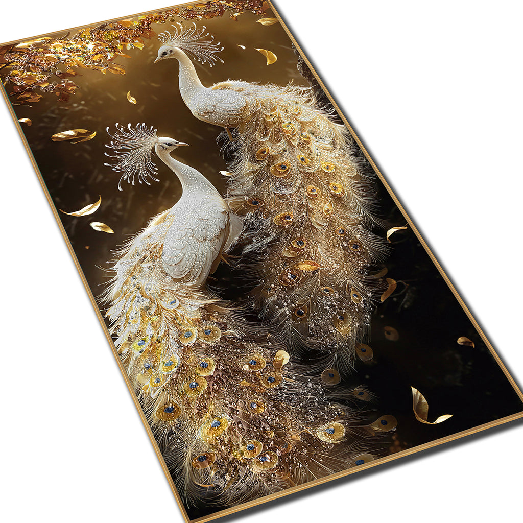 Majestic Peacock of Prosperity Crystal Glass Painting & Wall Decoration Items