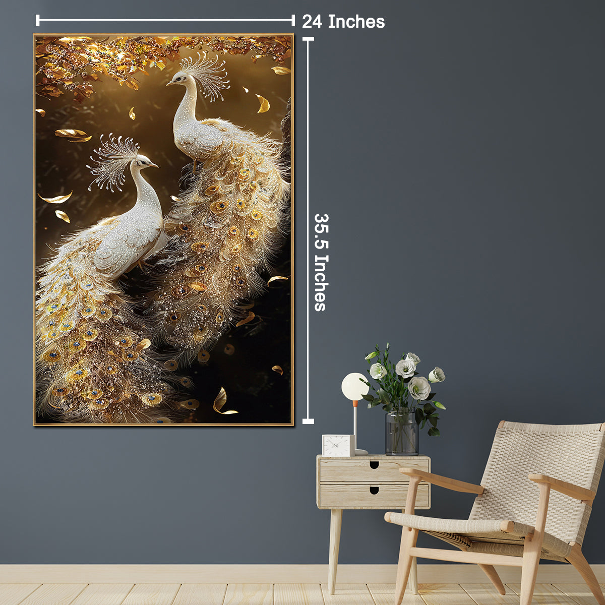 Majestic Peacock of Prosperity Crystal Glass Painting & Wall Decoration Items