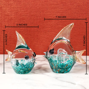 Aqua Symphony Handblown Glass Showpiece - Set of 2