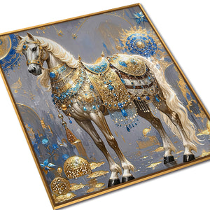 Golden Dynasty Horse Crystal Glass Painting & Wall Decoration Items