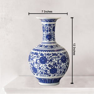 Cobalt Peony Decorative Vase & Items for Room Decoration