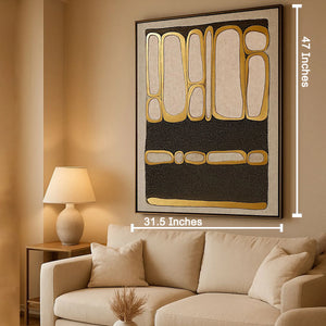 Abstract Gold Symphony Wall Painting For Home ( 47x31.5 Inches )