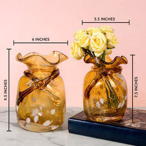 Gold Rush Handblown  Glass Vase & Decorative showpiece - Set of 2