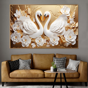 Heart of Swans Canvas Art Wall Painting