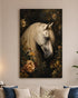 Graceful White Horse Embossed Wall Painting for Home & Item for Wall Decoration ( 35.5 x 23.5 Inches )