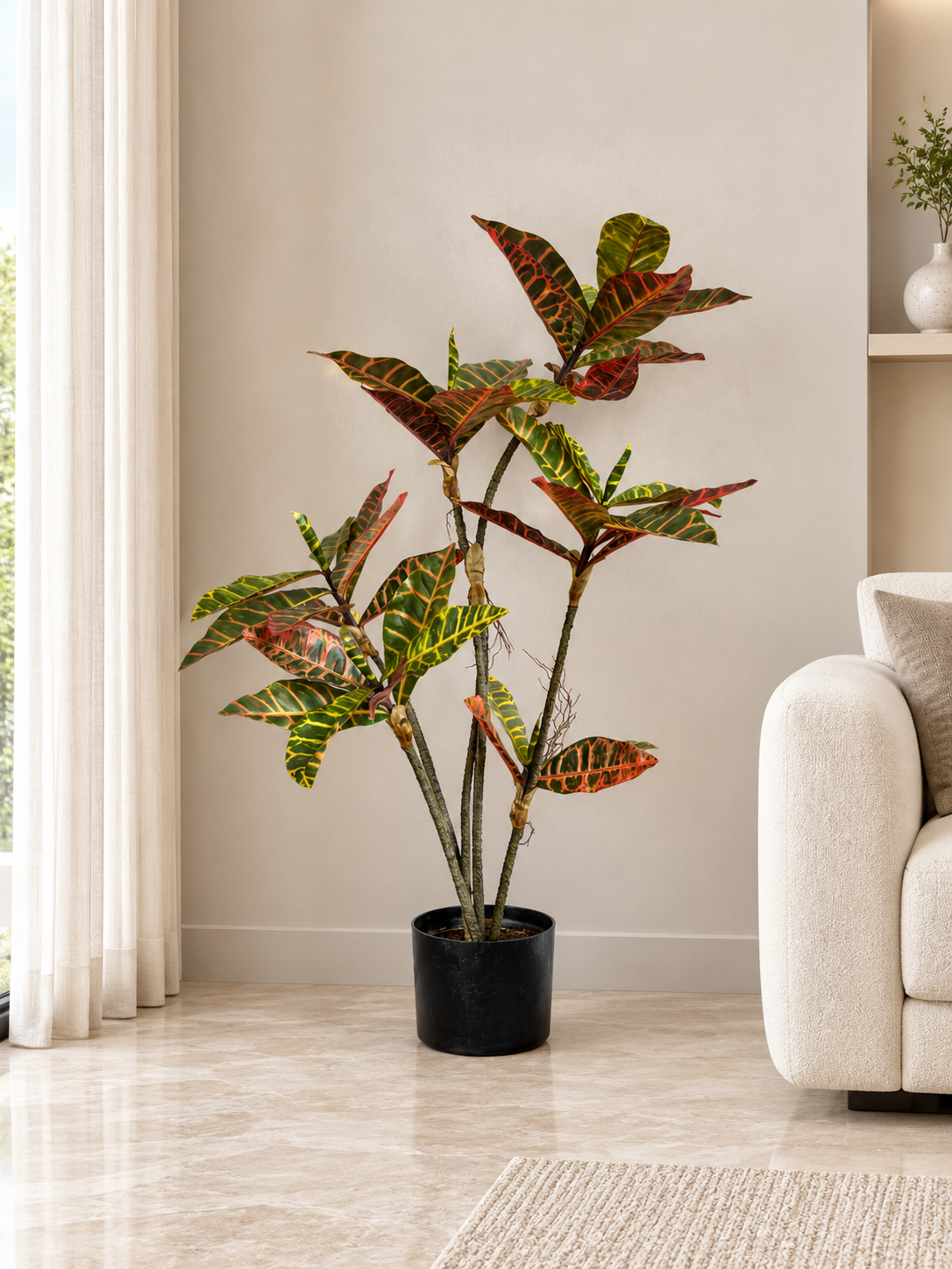 Croton Grove Artificial Indoor Plant For Home ( Natural feel )  ( 3 Feet )