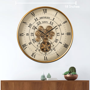 Mystic Motion Luxury Designer Watches Wall Clock For Living Room With Moving Gear Mechanism Buy Wall Clock Online - Medium (White) (Steel Body)