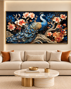 Peacock Harmony Crystal Glass Painting