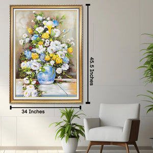 Springtime Bliss 100% Decorative Hand painting for Home Decor (With Outer Floater Frame) (34x45.5 Inches)