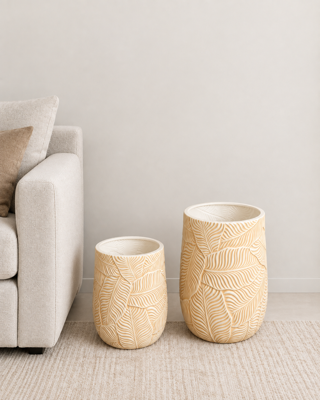 Garden Relief Indoor Planters For Home - Beige