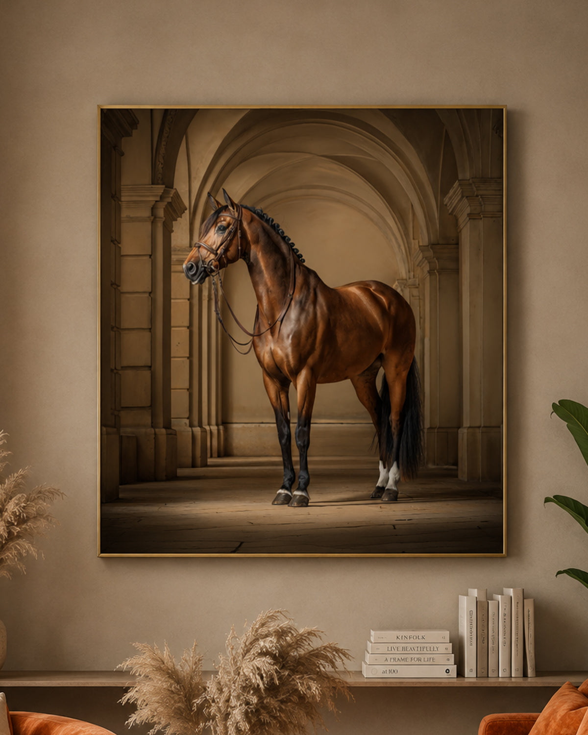 The Royal Stallion Embossed Wall Painting for Home & Item for Wall Decoration ( 31.5 x 31.5 Inches )