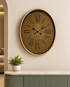 Classic Hour Luxury Designer Silent Movement Wall Clock With Moving Gear Mechanism (Steel Body)
