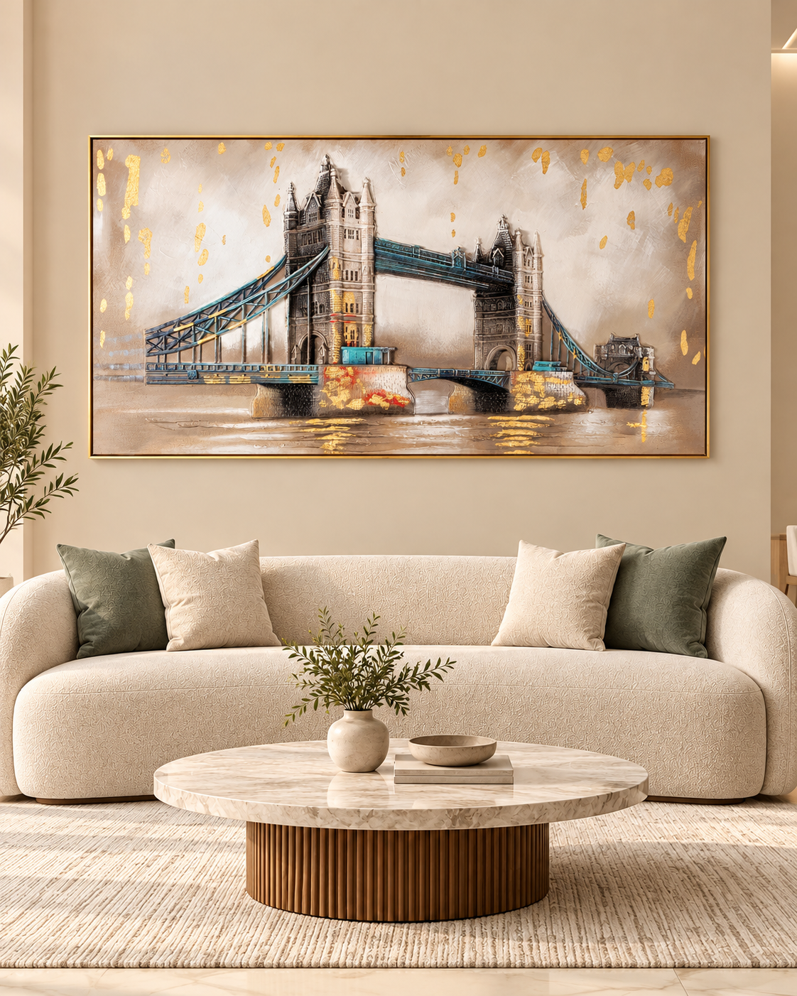 Majestic Crossing Tower Bridge London 100% Hand Wall Decor Paintings for Home & Wall Decoration Items (56 x 28 Inches)