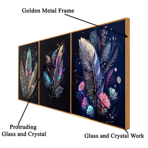 Transcendent Kaleidoscope Crystal Glass Painting - Set of 3