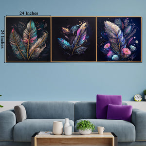 Transcendent Kaleidoscope Crystal Glass Painting - Set of 3