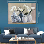 Orchid Vase Harmony 100% Hand Painted Wall Painting & Wall Decor Item (With outer Floater Frame) (47x35.5 Inches)