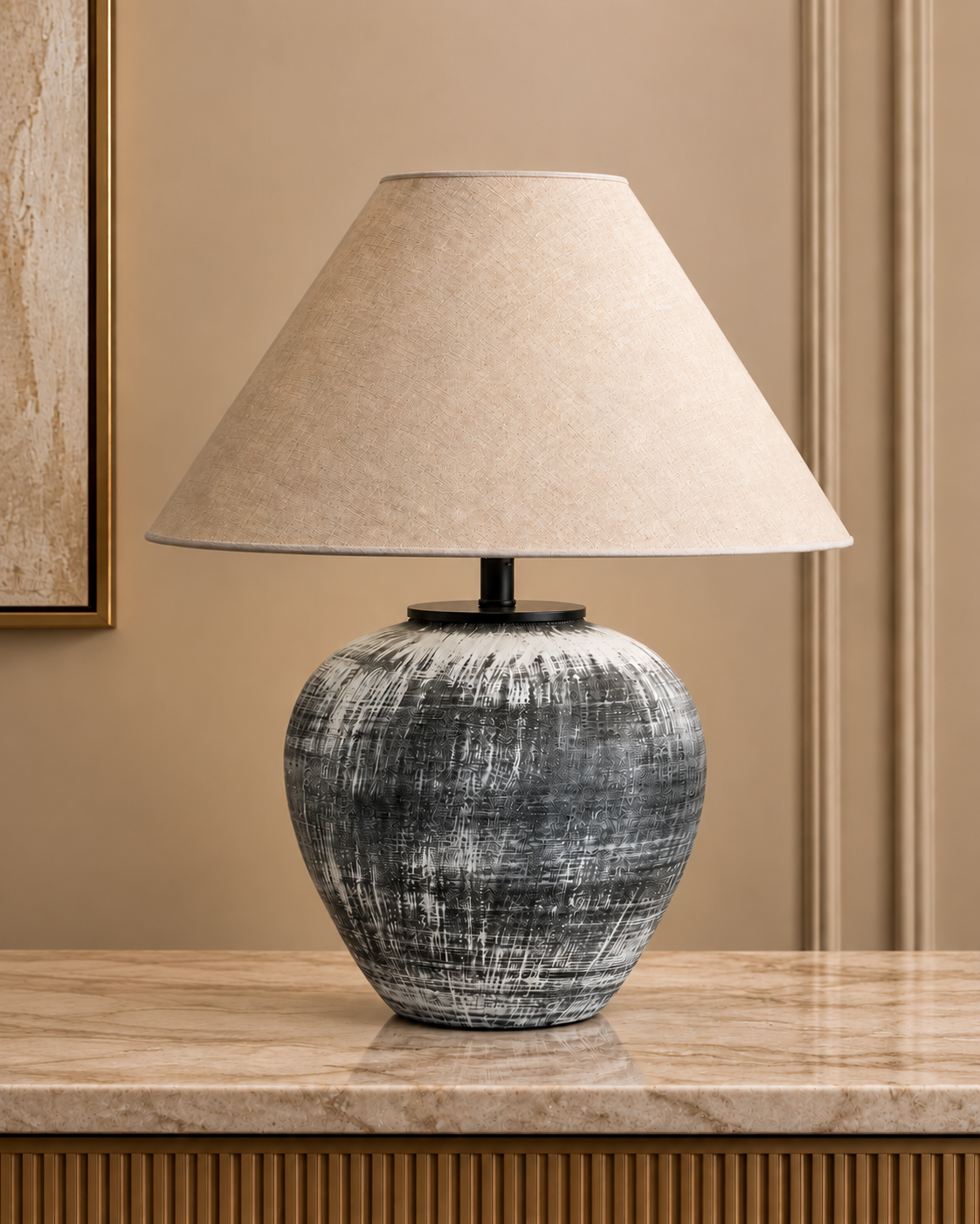 Noir Strokes Designer Table Lamps for Living Room