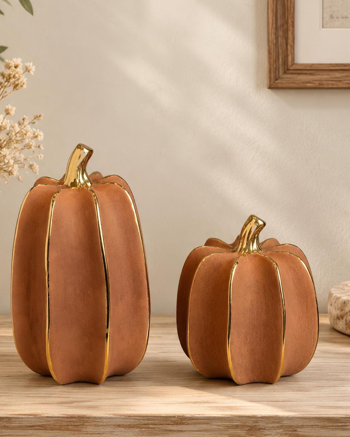 Pumpkin Heritage Decorative Showpiece for Home & Item for Home Decoration - Set of 2