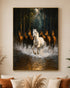 Seven Wild Horses in the Water Embossed Wall Painting for Home & Item for Wall Decoration ( 35.5 x 23.5 Inches )