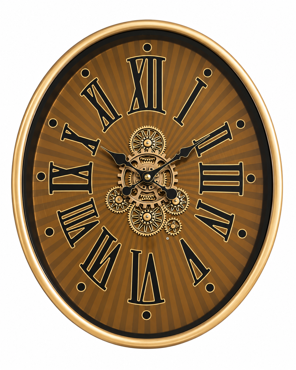 Classic Hour Luxury Designer Silent Movement Wall Clock With Moving Gear Mechanism (Steel Body)