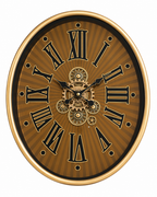 Classic Hour Luxury Designer Silent Movement Wall Clock With Moving Gear Mechanism (Steel Body)