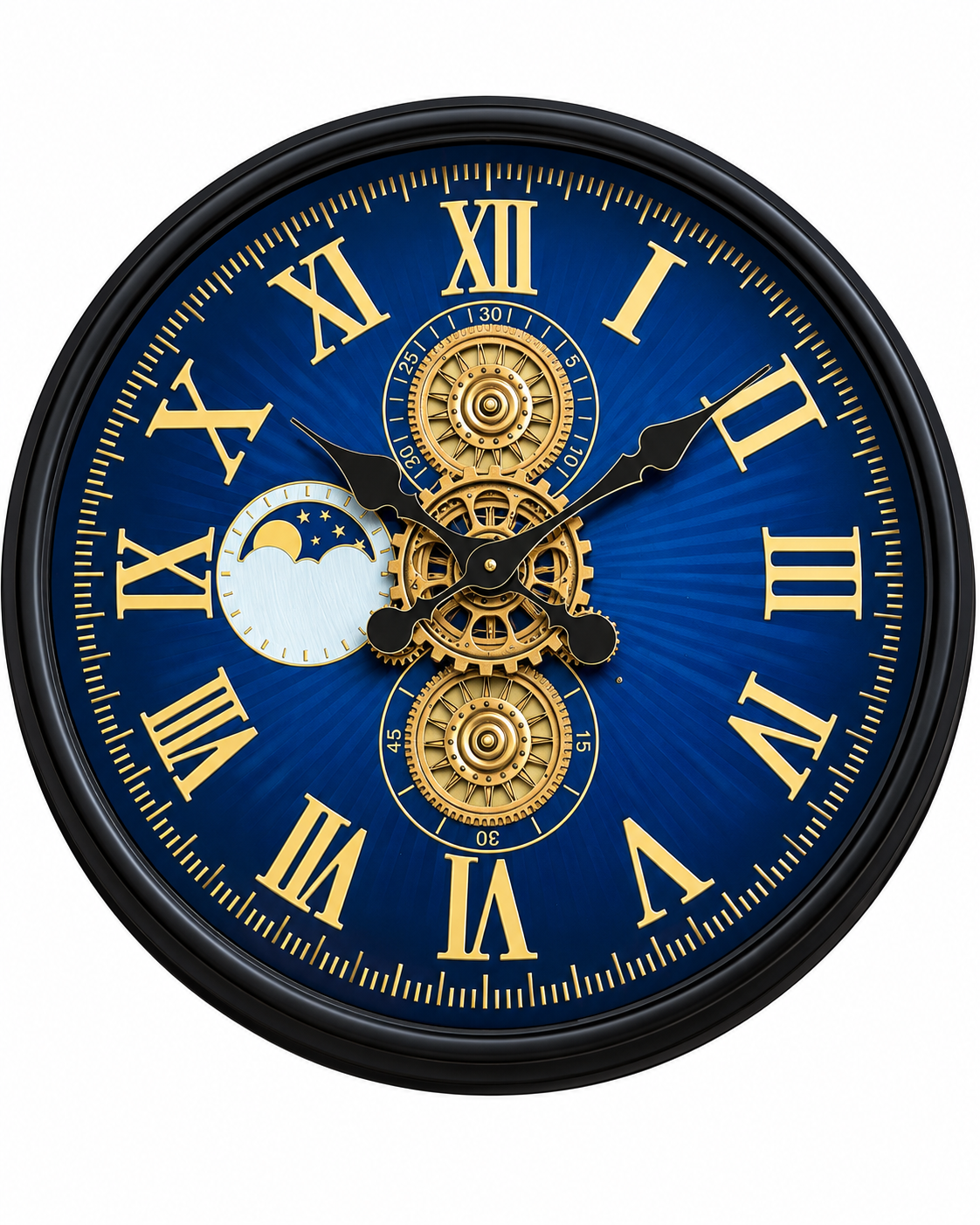 Grand Observatory Luxury Designer Silent Movement Wall Clocks for the Home With Moving Gear Mechanism Buy Wall Clock Online - Blue (Steel Body)