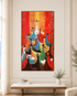 Celebration of Life 100% Hand Painted Wall Painting (With Golden Outer Floater Frame frame) (27.5x55 Inches)