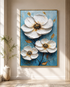 White Petals of Serenity Crystal Glass Wall Painting For Home Décor