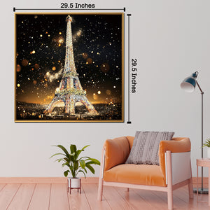 Midnight Eiffel Illumination Crystal Glass Wall Paintings For Home