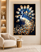 Majestic Peacock Elegance Crystal Glass Framed Wall Paintings For Home & Wall Decoration items