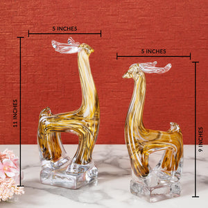 Majestic Mountain Goat Handblown Glass Decorative Showpiece - Set of 2