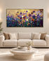 Blooming Paradise 100% Hand Painted Wall Painting (With Golden Outer Floater Frame frame) (27.5x55 Inches)