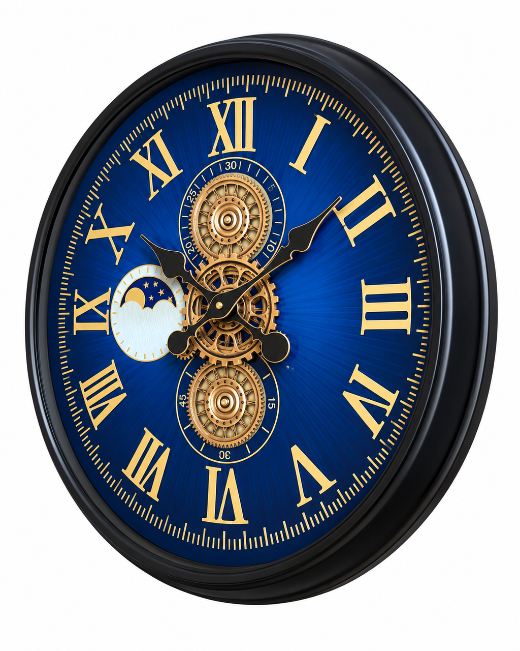 Grand Observatory Luxury Designer Silent Movement Wall Clocks for the Home With Moving Gear Mechanism Buy Wall Clock Online - Blue (Steel Body)