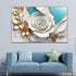Aqua Bloom Elegance Framed Canvas Painting & Wall Decoration Item